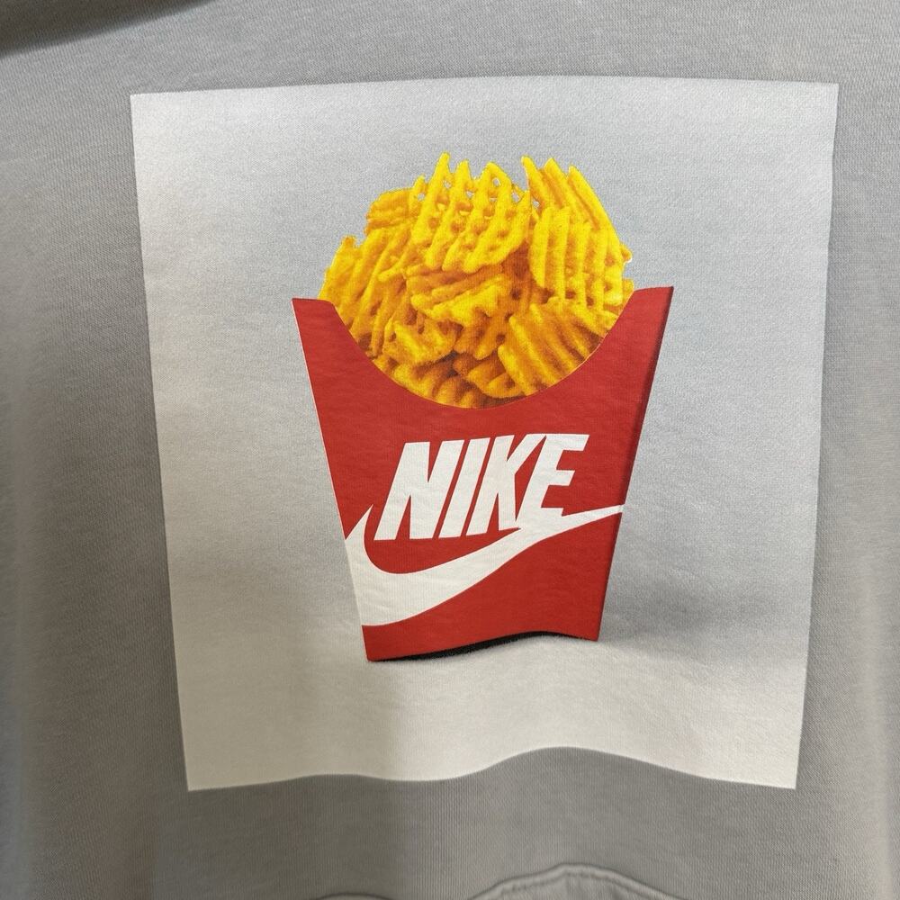 Nike Sole Food Waffle Fries Hoodie Men’s M Light Gray Pullover Sweatshirt Flaw - Picture 3 of 10